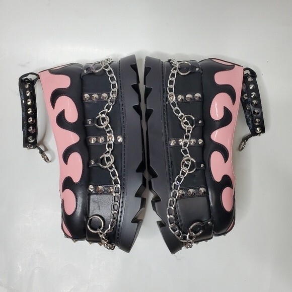 Chunky Platforms Flaming Pink Mary Janes Size 9 - Picture 9 of 14